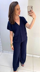 Conjunto de tricot azul marinho