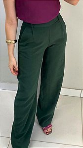 Calça marrant reta com zíper lateral verde
