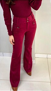 Calça Chamouis Reta Suede Bordô