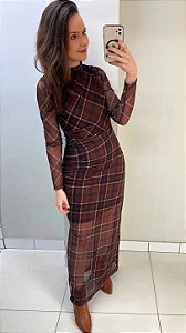 Vestido Xadrez em Tule
