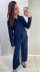 Conjunto no fio mousse marinho