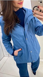 Parka com capuz removível azul