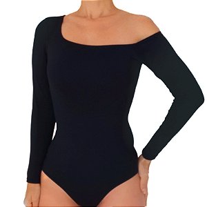 Body Manga Longa Preto