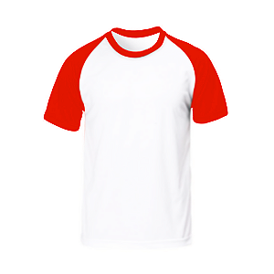 Camiseta RAGLAN Vermelha de Poliester P ao GG  (P/ Sublimação)