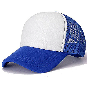 Boné de Tela com a Frente Branca para Sublimação - Azul escuro- Tamanho Único  (P/ Sublimação)