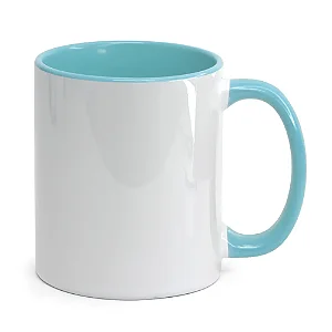 Caneca Branca Interior e Alça Azul BB Para Sublimação 325ml