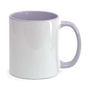 Caneca Branca Interior e Alça Lilás Para Sublimação 325ml