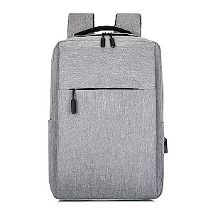 Mochila Escolar Unissex Impermeável com Entrada USB – Cinza | Ideal para Estampa DTF Têxtil