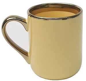Caneca Cerâmica Imperial – Interna/Externa Amarela com Borda e Alça Ouro · 380ml