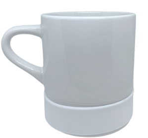 Caneca Cerâmica Interna Colorida e Base Alta de Silicone branca· 350ml