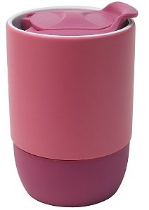 Copo Cerâmica Buddy Matte – Tampa Acrílica e Base de Silicone Rosa· 325ml