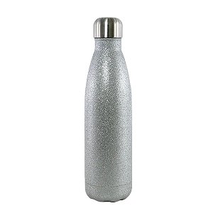 Garrafa Térmica Glitter  Prata Parede Dupla Para Sublimação | 500ml