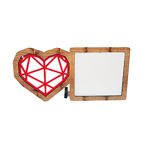 Porta Retrato Coração Geométrico MDF