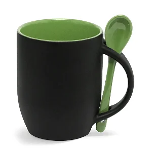 Caneca Mágica com Alça e Colher Verde para Sublimação - Premium