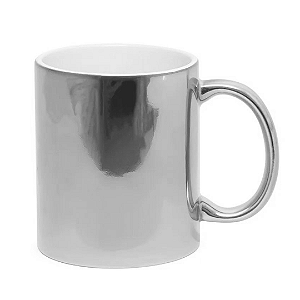 Caneca Espelhada de Cerâmica Prata para Sublimação | 325ml