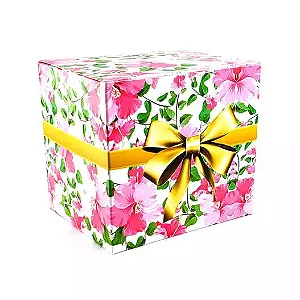 Caixinha de Caneca “Rosa com Laço Dourado” | Pacote com 12 Unidades