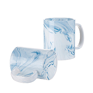 Caneca de Cerâmica Mármore Azul para Sublimação | 325ml