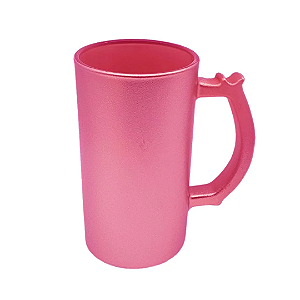 Caneca de Chopp Glitter Rosa para Sublimação | 475ml