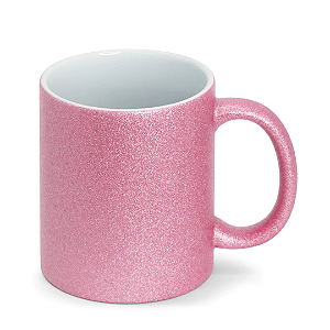 Caneca de Cerâmica Glitter Rosa Claro para Sublimação | 325ml