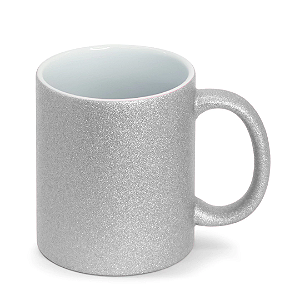 Caneca de Cerâmica Glitter Prata para Sublimação | 325ml