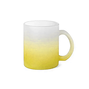 Caneca de Vidro Jateado Degradê Amarelo para Sublimação – 325ml | Qualidade Premium