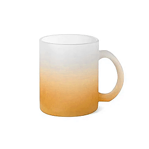 Caneca de Vidro Jateado Degradê Laranja para Sublimação – 325ml | Qualidade Premium