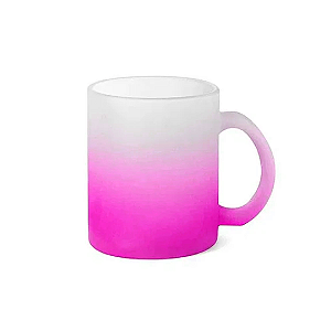 Caneca de Vidro Jateado Degradê Rosa para Sublimação – 325ml | Qualidade Premium