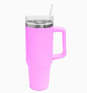 Copo Térmico com Canudo Rosa claro 1200ml | Para Gravação Laser ou DTF UV