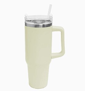 Copo Térmico com Canudo creme  1200ml | Para Gravação Laser ou DTF UV