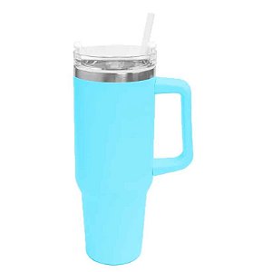 Copo Térmico com Canudo Azul bb 1200ml | Para Gravação Laser ou DTF UV