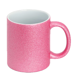 Caneca de Cerâmica Glitter Rosa para Sublimação | 325ml