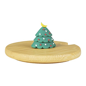 Tampa de Bambu com Miniatura árvore de natal Para Caneca (Sem Borracha)