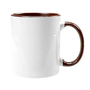 Caneca Alça e Interior Marrom Escuro 325mL