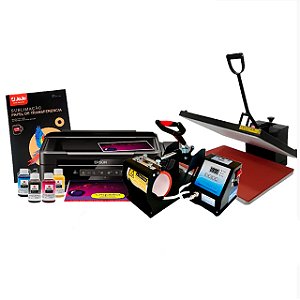 Kit Sublimação Intermediário - Prensa de Canecas + Prensa Plana + Impressora + Brindes!