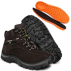 Bota Coturno Adventure Masculino Café em Couro Legítimo e Solado Costurado