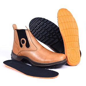 Botina Masculina Amarelo em Couro Legítimo e Solado Costurado