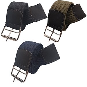Kit Com 3 Cintos Masculino Em Lona Tecido Gorgurão Colado e Costurado