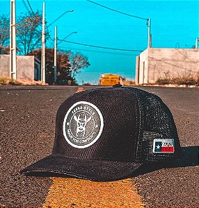 Boné Texas Style Preto C/ Logo Branca