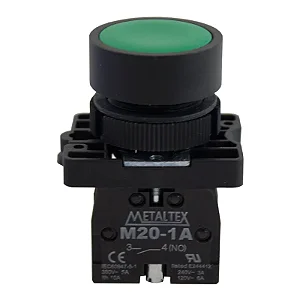 Botão Pulsador Verde 1NA P20AFR-G-1A Metaltex