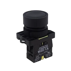 Botão Pulsador 22mm 1NA P20AFR-B-1A Preto Metaltex