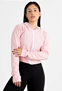 Casaco Rosê com Branco Fitness