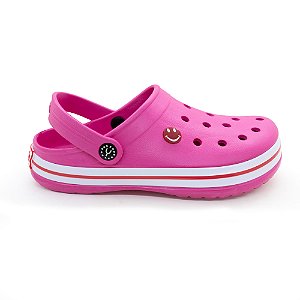 BABUCHE FAIXA BRANCA ROSA CHICLETE