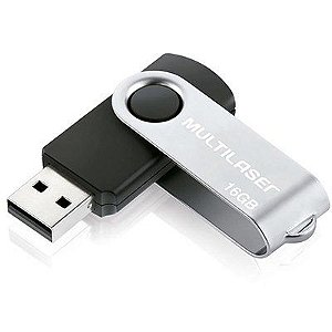 PEN DRIVE 16GB USB 2.0 PRETO MULTILASER TWIST PD588