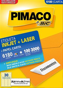 ETIQUETA INKJET/LASER CARTA 25,4 x 66,7 C/100 FLS PIMACO 6180