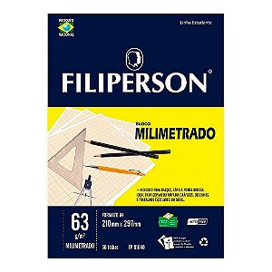 BLOCO MILIMETRADO A4 63G COM 50 FOLHAS FILIPERSON FP 01640