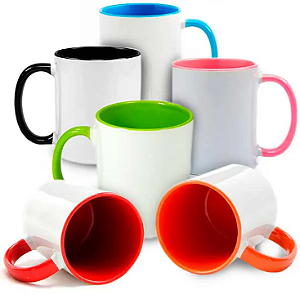 Caneca com alça e interior colorido