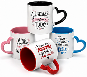 Caneca com alça de coração e interior colorido