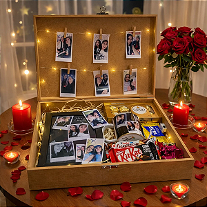 Caixa Surpresa Momentos Com Led E Fotos C/chocolates