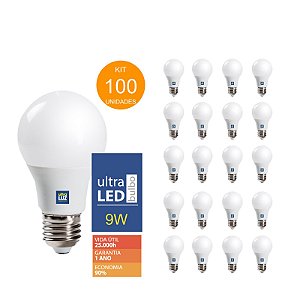 KIT 100 Unidades - LED 9W Branca