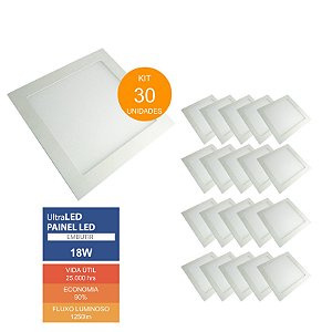 KIT 30 Unidades - Painel Embutir 18W 4000K Neutra